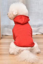 ペットウェア パーカー 裏起毛 暖かい ドッグウェア キャットウェア 犬服 猫服 洋服 袖あり 前ボタン リード穴付き フード付き 無地 シンプル カジュアル 秋冬 あったか おしゃれ かわいい お散歩 お出かけ 普段使い 犬用 猫用 ペット服 犬の服 猫の服