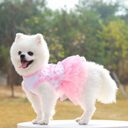 ペット用ワンピース ペット用ドレス イヌ 小型犬 中型犬 猫 ネコ 小動物 ノースリーブ プルオーバー チュールスカート 花 フラワー ピンク スカイブルー ホワイト 華やか かわいい キュート おしゃれ よそ行き 春 夏