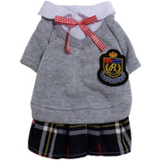 ドッグウェア ワンピース トップス 制服 犬服 猫服 ペット用品 小型犬 重ね着風 スクール風 ペアルック コスプレ ハロウィン トレーナー ネクタイ リボン かわいい おしゃれ シャツ襟 ワッペン エンブレム お出かけ お散歩 衣装 写真撮影 カジュアル デイリー イヌ いぬ ネコ ねこ キャットウェア 秋 冬 春