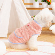 ドッグウェア 犬服 ベスト ペット 小型犬 猫 洋服 ボアフリース 防寒 暖かい 秋冬 ふわふわモコモコ ノースリーブ Vネック