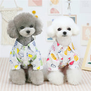 ドッグウェア シャツ 犬服 猫服 ペット用品 小型犬 前開き フリル パフスリーブ 襟付き 総柄 パイナップル キノコ おしゃれ かわいい 前ボタン お散歩 お出かけ カジュアル きのこ トロピカル プリント イヌ いぬ ねこ ネコ キャットウェア