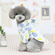 ドッグウェア シャツ 犬服 猫服 ペット用品 小型犬 前開き フリル パフスリーブ 襟付き 総柄 パイナップル キノコ おしゃれ かわいい 前ボタン お散歩 お出かけ カジュアル きのこ トロピカル プリント イヌ いぬ ねこ ネコ キャットウェア