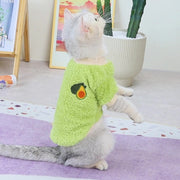 ドックウェア ペットウェア 犬 猫 犬服 猫服 イヌ ネコ 長袖 トレーナー 袖あり 防寒 あったか 秋 冬 春 かわいい トップス プルオーバー 小型犬 中型犬 起毛 暖かい 秋冬 果物 ワッペン お散歩 お出かけ あったか ワンちゃん ドッグ キャット お散歩