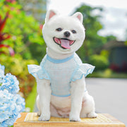 ペットウェア ペット服 ドッグウェア ドッグ服 犬服 ペット用トップス 小型犬 中型犬 イヌ 猫 ネコ 小動物用 ペット用品 ペットグッズ 半袖 フリル袖 プルオーバー シースルー 透け 薄手 シンプル カジュアル ポップ 可愛い かわいい キュート 春 夏 お散歩 お出かけ