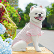 ペットウェア ペット服 ドッグウェア ドッグ服 犬服 ペット用トップス 小型犬 中型犬 イヌ 猫 ネコ 小動物用 ペット用品 ペットグッズ 半袖 フリル袖 プルオーバー シースルー 透け 薄手 シンプル カジュアル ポップ 可愛い かわいい キュート 春 夏 お散歩 お出かけ