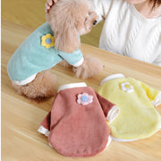 ペットウェア トレーナー ペット用 犬用 猫用 犬服 ドッグウェア ベルベット調 ラウンドネック ペットグッズ 花モチーフ 無地 ボーダー 水玉 ヒョウ柄 可愛い おしゃれ 防寒 あったか 秋 冬