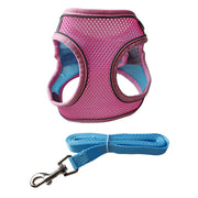ハーネス リード 2点セット 犬用 猫用 ペット用品 小型犬 メッシュ 通気性 リーシュ 散歩紐 牽引紐 シンプル おしゃれ かわいい お散歩 お出かけ 外出 いぬ イヌ ねこ ネコ キャット 無地 単色 バイピング