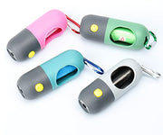 トイレ袋収納ケース LEDライト付き ペット用 犬用 お散歩グッズ 携帯用 トイレ袋入れ ビニール袋 ゴミ袋入れ ごみ袋 ウンチ袋 マナー袋 ペットグッズ エチケット カプセル型 カラビナ