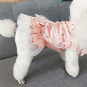 ワンピース ペットウェア ドッグウェア キャットウェア ペット用 犬用 イヌ 猫用  ネコ 襟付き レース チュール フリル 花柄 リボン かわいい お出かけ