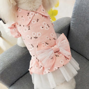 ワンピース ペットウェア ドッグウェア キャットウェア ペット用 犬用 イヌ 猫用  ネコ 襟付き レース チュール フリル 花柄 リボン かわいい お出かけ
