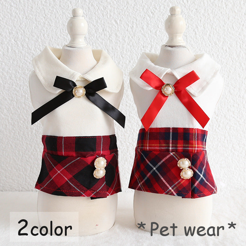 ペットウェア ワンピース ブラウス スカート 襟付き ペット服 ドッグウェア 犬服 犬用ウェア ウエア 洋服 小型犬 中型犬 ノースリーブ 袖なし リボン チェック フォーマル カジュアル おめかし 可愛い かわいい ガーリー おしゃれ お出かけ 記念写真 ワンちゃん ペット用品 プレゼント ドッキング