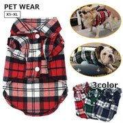 ペットウェア ドッグウェア シャツ 襟付き 犬用 猫用 小型犬 中型犬 ペット用品 ペット服 チェック 袖付き 前開き カジュアル かわいい おしゃれ ボタン