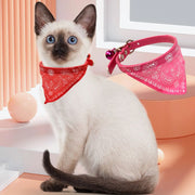 猫用首輪 ペット用品 ねこ ネコ カラー バンダナ風 ベルトタイプ 鈴付き ペイズリー柄 お散歩 お出掛け おしゃれ かわいい レッド ブルー ピンク ブラック 赤 青 黒