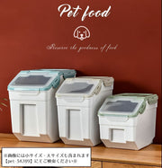 ペットフードストッカー 犬用 猫用 ペット用品 ペットグッズ イヌ ネコ 小動物 容器 エサ入れ キャスター付き 半透明 保存 大容量 25kg 保管 収納 ドッグフード キャットフード フードケース おしゃれ ブルー グリーン ベージュ