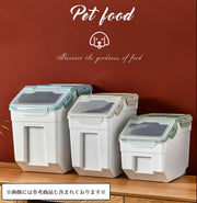 ペットフードストッカー 犬用 猫用 ペット用品 ペットグッズ イヌ ネコ 小動物 容器 エサ入れ キャスター付き 半透明 保存 10kg 15kg 保管 収納 ドッグフード キャットフード フードケース おしゃれ ブルー グリーン ベージュ