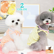 ドッグウェア キャミソール 犬服 猫服 ペットウェア 小型犬 洋服 ペット用品 クマ ワッペン チェック柄 フリル 肩ひも おしゃれ かわいい お散歩 お出かけ おめかし いぬ イヌ ねこ ネコ キャットウェア