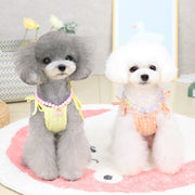 ドッグウェア キャミソール 犬服 猫服 ペットウェア 小型犬 洋服 ペット用品 クマ ワッペン チェック柄 フリル 肩ひも おしゃれ かわいい お散歩 お出かけ おめかし いぬ イヌ ねこ ネコ キャットウェア