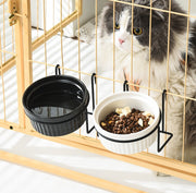 ペット用食器 猫 犬 ネコ イヌ 食器ボウル フードボウル ケージ掛け 単品 水入れ ウォーターボウル スタンド付き ケージ取り付け フード 食器 400ml ペット用品 ペットグッズ シンプル 陶器 エサ 餌 子猫 子犬 老猫 老犬 シンプル おしゃれ