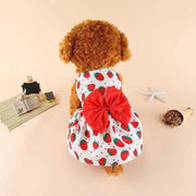 ペットウェア 犬服 猫服 ワンピース 袖なし ドッグウェア 洋服 前開き スナップボタン 犬の服 猫の服 ペットの服 リボン キャットウェア イチゴ柄 フラワー ペット用品 可愛い おしゃれ 散歩 お出掛け イヌ服 ネコ服