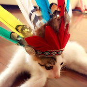 ペット用帽子 ペット 帽子 コスプレ 仮装 イベント ハロウィン パーティー 犬 猫 イヌ ネコ ワンちゃん ネコちゃん 可愛い かわいい アメリカンインディアン風 アメリカインディアン風 羽 フェザー ペットグッズ 面白グッズ 誕生日 バースデー 面白い コスプレグッズ