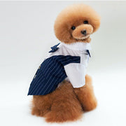 ペットウェア フォーマル シャツ 犬服 猫服 犬用ウェア ドッグウェア 蝶ネクタイ ストライプ スーツ風 バスト風 重ね着風 可愛い おしゃれ お散歩 記念写真 インスタ映え ギフト プレゼント ワンちゃん ネコちゃん イヌ ネコ キャット ドッグ ネイビー 黒