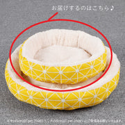 ペットベッド ペット用ベッド 小型犬 中型犬 イヌ 猫 ネコ ペット用品 ペットグッズ ラウンド型 丸形 35cm 起毛生地 ふわふわ もこもこ 総柄 チェック ドット イラスト ブルー イエロー かわいい キュート 秋 冬