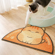 砂取りマット ネコ用トイレマット 猫砂マット 猫用 ペット用品 ペットグッズ 滑り止め 半円型 イラスト 英字 英語 ピンク ブラック かわいい キュート ポップ カジュアル 飛び散り防止 大きめ