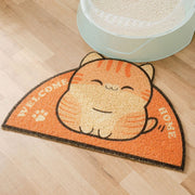 砂取りマット ネコ用トイレマット 猫砂マット 猫用 ペット用品 ペットグッズ 滑り止め 半円型 イラスト 英字 英語 ピンク ブラック かわいい キュート ポップ カジュアル 飛び散り防止 大きめ