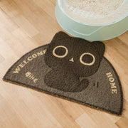 砂取りマット ネコ用トイレマット 猫砂マット 猫用 ペット用品 ペットグッズ 滑り止め 半円型 イラスト 英字 英語 ピンク ブラック かわいい キュート ポップ カジュアル 飛び散り防止 大きめ