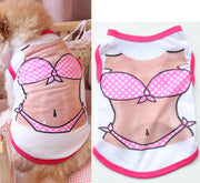 ペット用 犬用 洋服 ドッグウエア タンクトップ プルオーバー ノースリーブ イラスト ユニーク 水着 マッスル 筋肉 面白い 面白イラスト バイピング ベスト 袖なし ドッグウェア かわいい おしゃれ 犬服 春夏秋 小型犬 中型犬 XS S M L 男の子 女の子 メス オス ピンク ブルー