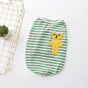 ペット服 タンクトップ 犬 猫 ボーダー くま ノースリーブ 袖なし プルオーバー ドッグウエア キャットウエア 春夏 薄手 お散歩 お出掛け ワンポイント アップリケ 横縞 ベスト ペット用品