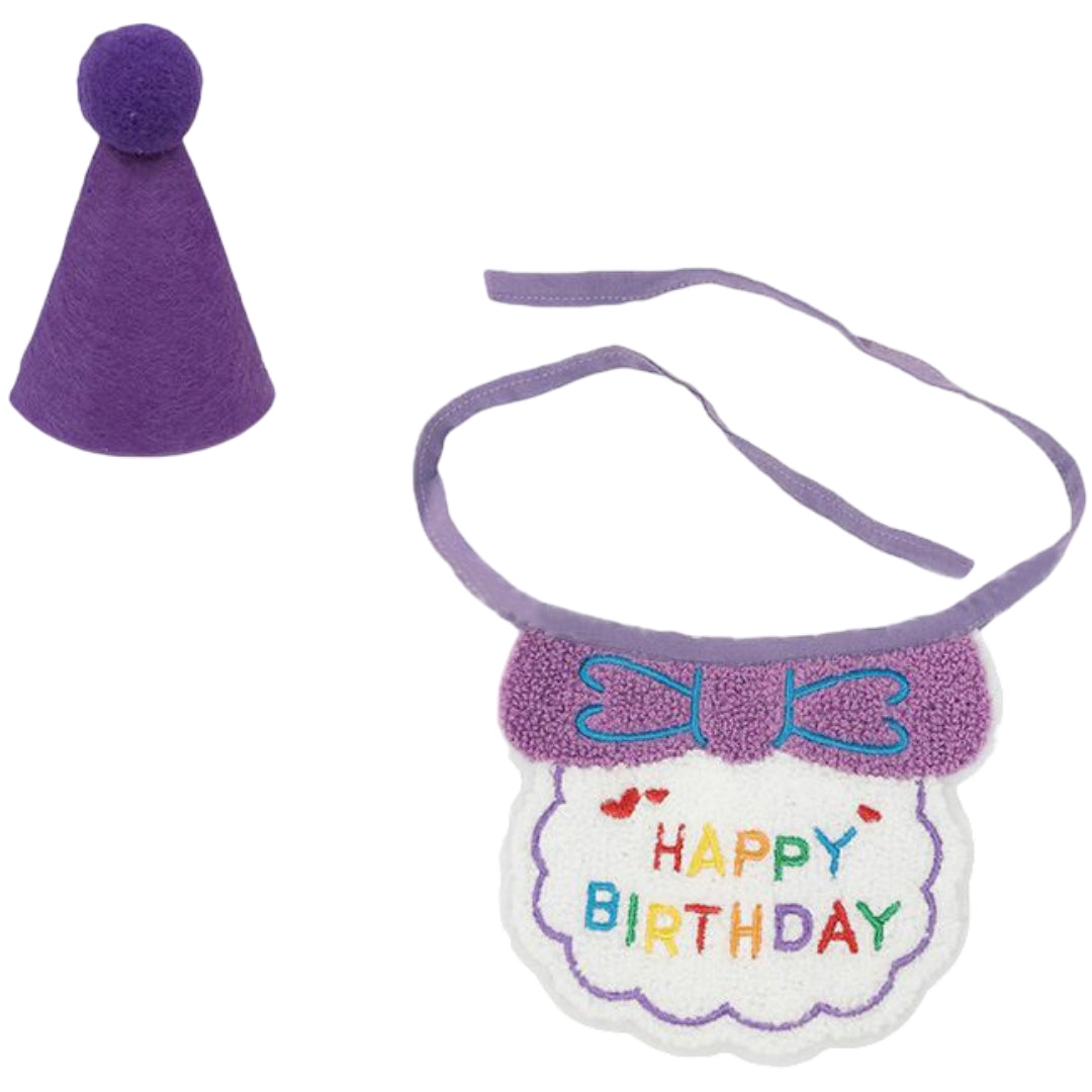 ペット用 バースデー 誕生日 クリスマス スタイ＆ハット2点セット 犬 猫 帽子 よだれかけ ビブ スカーフ バンダナ 飾り付け パーティー