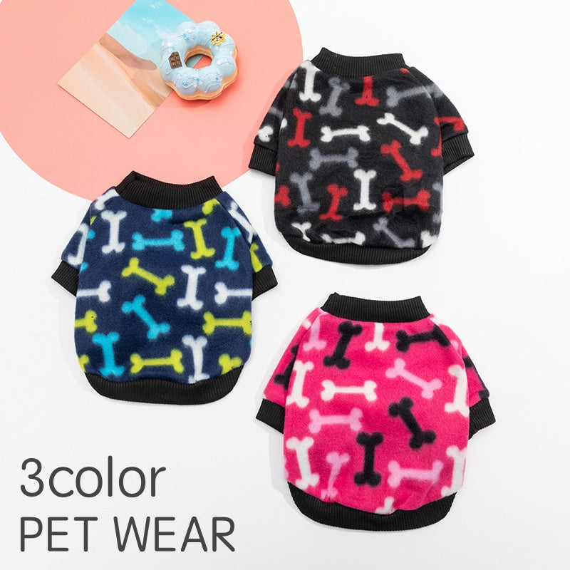 ペットウェア セーター フリース 犬用 猫用 ドッグウェア キャットウェア 袖あり プルオーバー あったか 暖かい 骨柄 カジュアル おしゃれ かわいい お散歩 お出かけ 普段使い ペット服 犬の服 猫の服