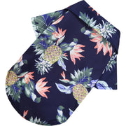 ペットウェア アロハシャツ 犬服 猫 ドッグウェア キャットウェア 小型犬 ペット用品 シャツ 袖あり 前あき スナップボタン ハイビスカス パイナップル ヤシの木 フラワー リーフ かわいい カジュアル かっこいい カラフル 華やか おしゃれ 定番 お出かけ お散歩 部屋着 抜け毛対策 ネイビー 白 ピンク ワイン 青 黒