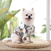 ペットウェア アロハシャツ 犬服 猫 ドッグウェア キャットウェア 小型犬 ペット用品 シャツ 袖あり 前あき スナップボタン ハイビスカス パイナップル ヤシの木 フラワー リーフ かわいい カジュアル かっこいい カラフル 華やか おしゃれ 定番 お出かけ お散歩 部屋着 抜け毛対策 ネイビー 白 ピンク ワイン 青 黒