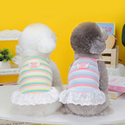 ペットウェア ドッグウェア キャミソールワンピース キャミワンピ プルオーバー 犬用 猫用 犬服 小型犬 中型犬 ペット服 フレア スカート 袖なし ノースリーブ ボーダー クマ フラワー エンジェル かわいい おしゃれ 猫服 キャット 夏 秋 春