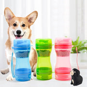 ペット用 水筒 給水器 給水ボトル ウォーターボトル 水飲み おやつケース 餌入れ付き 犬 猫 ストラップ 携帯 軽量 お散歩