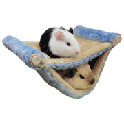 ハンモック 小動物用 ペット用品 ケージ用 吊り下げ 2段ベッド 取り付け簡単 寝床 遊び場 ハムスター ハリネズミ モルモット リス 防寒 ふかふか ふわふわ 可愛い シンプル 青 ブラウン