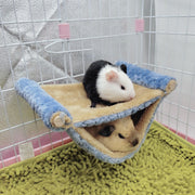 ハンモック 小動物用 ペット用品 ケージ用 吊り下げ 2段ベッド 取り付け簡単 寝床 遊び場 ハムスター ハリネズミ モルモット リス 防寒 ふかふか ふわふわ 可愛い シンプル 青 ブラウン