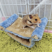 ハンモック 小動物用 ペット用品 ケージ用 吊り下げ 2段ベッド 取り付け簡単 寝床 遊び場 ハムスター ハリネズミ モルモット リス 防寒 ふかふか ふわふわ 可愛い シンプル 青 ブラウン