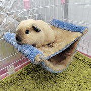 ハンモック 小動物用 ペット用品 ケージ用 吊り下げ 2段ベッド 取り付け簡単 寝床 遊び場 ハムスター ハリネズミ モルモット リス 防寒 ふかふか ふわふわ 可愛い シンプル 青 ブラウン