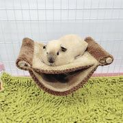 ハンモック 小動物用 ペット用品 ケージ用 吊り下げ 2段ベッド 取り付け簡単 寝床 遊び場 ハムスター ハリネズミ モルモット リス 防寒 ふかふか ふわふわ 可愛い シンプル 青 ブラウン