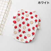 ペットウェア Tシャツ 犬服 猫服 洋服 ドッグウェア キャットウェア プルオーバー 袖あり りんご リンゴ アップル 総柄 おしゃれ かわいい お散歩 お出かけ 普段使い ペット服 猫の服 犬の服