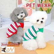 ドッグウエア ペットウェア  犬服 タンクトップ トップス ラウンドネック ラウンドカット プルオーバー 犬の服 猫服 ネコ ボーダー柄 抜け毛対策 イヌ お出かけ おしゃれ カジュアル お散歩 ペットグッズ キャット 小型犬 中型犬 S M L XL 2XL 汚れ防止 袖なし グリーンレッド 赤 緑 キャットウェア