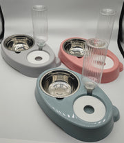 ペット用給水器 フードボウル付き 犬用 猫用 自動 水飲み器 給餌器 エサ入れ 食器 皿 取り外し可能 ウォーターボトル おしゃれ シンプル