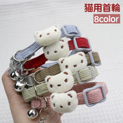 猫用首輪 ネコ 猫 ペット用品 鈴付き バックル サイズ調整可能 コーデュロイ クマ 熊 カジュアル お洒落 可愛い ペットグッズ
