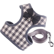 ハーネス リード セット ペット用品 猫 小型犬 中型犬 散歩 可愛い お洒落 メッシュ 通気性 胴輪 ベスト リボン チェック柄 サイズ調整 長さ調節可能 簡単装着 着脱簡単 胸当て 牽引ロープ お散歩紐 リーシュ 引きひも パイピング アジャスター 鈴付き カジュアル かわいい おしゃれ ねこ ネコ キャット CAT いぬ イヌ ドッグ DOG お出かけ
