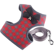 ハーネス リード セット ペット用品 猫 小型犬 中型犬 散歩 可愛い お洒落 メッシュ 通気性 胴輪 ベスト リボン チェック柄 サイズ調整 長さ調節可能 簡単装着 着脱簡単 胸当て 牽引ロープ お散歩紐 リーシュ 引きひも パイピング アジャスター 鈴付き カジュアル かわいい おしゃれ ねこ ネコ キャット CAT いぬ イヌ ドッグ DOG お出かけ