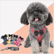 ハーネス リード セット ペット用品 猫 小型犬 中型犬 散歩 可愛い お洒落 メッシュ 通気性 胴輪 ベスト リボン チェック柄 サイズ調整 長さ調節可能 簡単装着 着脱簡単 胸当て 牽引ロープ お散歩紐 リーシュ 引きひも パイピング アジャスター 鈴付き カジュアル かわいい おしゃれ ねこ ネコ キャット CAT いぬ イヌ ドッグ DOG お出かけ