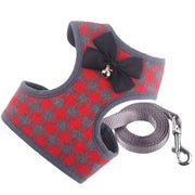 ハーネス リード セット ペット用品 猫 小型犬 中型犬 散歩 可愛い お洒落 メッシュ 通気性 胴輪 ベスト リボン チェック柄 サイズ調整 長さ調節可能 簡単装着 着脱簡単 胸当て 牽引ロープ お散歩紐 リーシュ 引きひも パイピング アジャスター 鈴付き カジュアル かわいい おしゃれ ねこ ネコ キャット CAT いぬ イヌ ドッグ DOG お出かけ